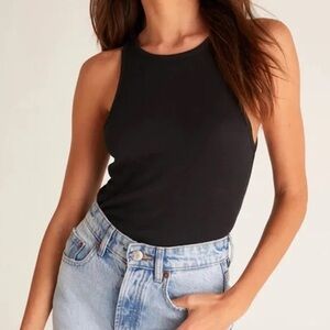 Abercrombie & Fitch Black Sleeveless Ribbed Bodysuit
